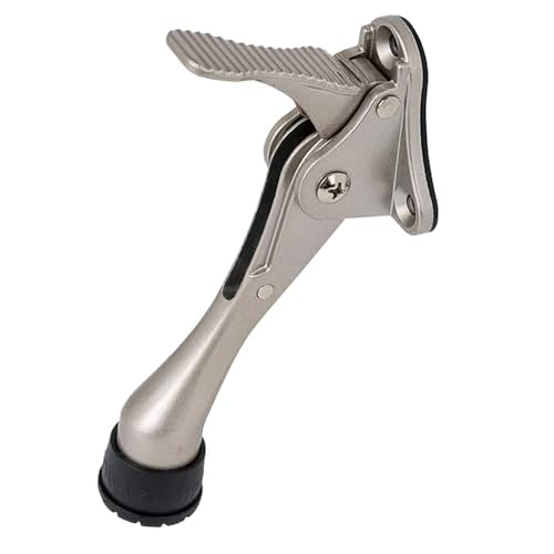 HA SHI Satin Nickel One Touch Kickdown Door Stopper 4 Inch - 1 Pack