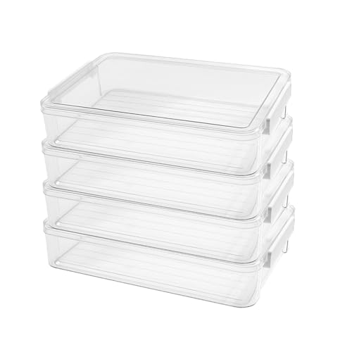 A4 Scrapbook Paper Storage, Photo Storage Box, Plastic File Box (4Pack, Large, White)