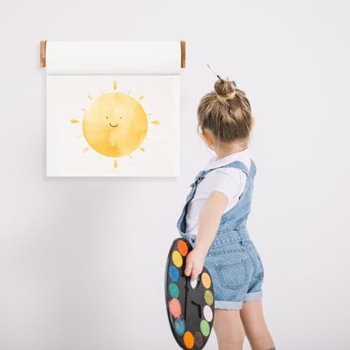 12-Inch Wooden Kraft Paper Roll Dispenser Wall Mount for Art & Kitchen Use