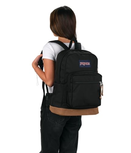 JanSport Right Pack Backpack Black - Durable Daypack with 15-Inch Laptop Sleeve
