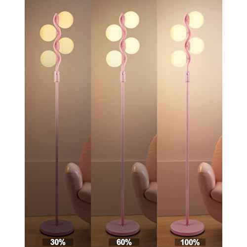 Lightdot 64IN Dimmable Globe Floor Lamp, Gold Standing Lamps with 4pcs 3000K G9 Bulbs Soft Warm White Eye Care, Mid Century Floor Lamp for Living Room