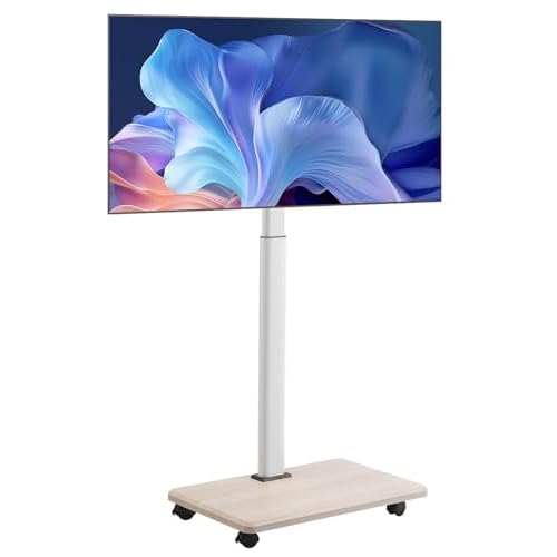 VEVOR Rolling TV Stand, Mobile TV Cart for 32-70 Inch Screens, 25¡Æ Left-Right Rotation and Height Adjustable TV Mount on Wheels, Holds up to 99 lbs for Corner, Bedroom, Outdoor, Max VESA 600x400mm