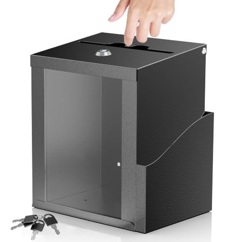 Black Suggestion Box with Lock and Slot - Secure Employee & Customer Feedback