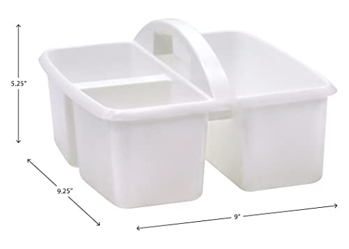 Teacher Created Resources White Portable Plastic Storage Caddy 6-Pack for Classrooms, Kids Room, and Office Organization, 3 Compartments