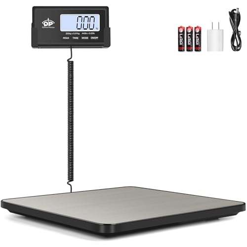 QP Light Gray Digital Postal & Shipping Scale 440 lb x 10g with Backlit Display