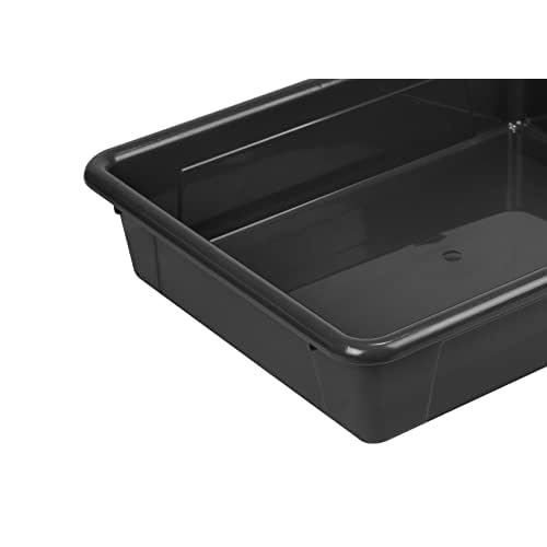 Storex Letter Size Flat Storage Tray ? Organizer Bin with Non-Snap Lid for Classroom, Office and Home, Black, 5-Pack (62535U05C)