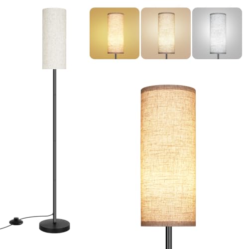 PARTPHONER Beige Floor Lamp for Living Room & Bedroom - Minimalist Stand with Foot Switch