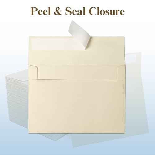 Goefun Cream Blank Cards and Envelopes, 5x7 Folded Ivory Cardstock and A7 Envelopes Self Seal 100 Pack for Wedding, Invitations, DIY Greeting Cardstock, Thank You Cards & All Occasion