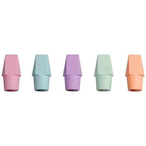 Ticonderoga Pencil Cap Erasers, Assorted Pastel Colors, 10 Count