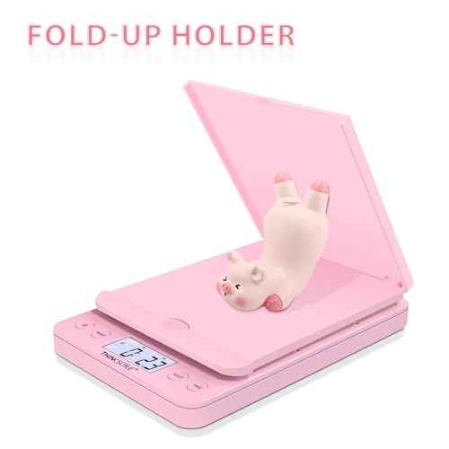 THINKSCALE Shipping Scale, 86lb/0.1oz Postal Scale-Candy Pink Style, Hold/Tear Function, Flip up Holder Postage Scale, Digital Scale for Packages Small Business and Mails, Battery & AC Adapter