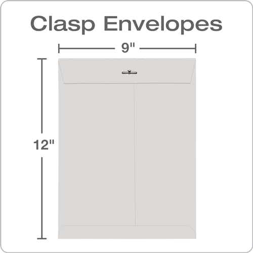 9x12 Clasp Envelopes 100 Pack Heavyweight Gray Kraft Document Storage