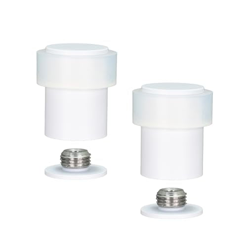 Pack of 2 EVI Door Stoppers |White Stainless Steel Door Stopper - Screw Fastening - White Rubber Protector - 0.95 x 1.38 Inch Door Stop