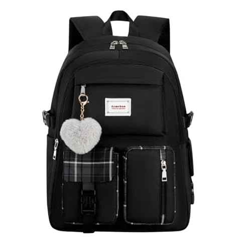 Acmebon Girl Roomy Fashion Laptop Backpack Casual Daily Backpack for Women Black