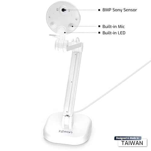 INSWAN INS-1 USB Document Camera ? 8MP Ultra HD, Auto Focus, LED , Built-in Mic, Windows, Mac, iPad, Chromebook Compatible for Distance Learning, Remote Teaching, Web Conferencing, Live Demo