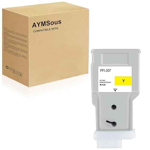PFI-207 Ink Cartridge Replacement for Canon PFI207 PFI-207Y 8792B001 for CanoniPF680 iPF685 iPF780 iPF785 Printers (Yellow 300ML)