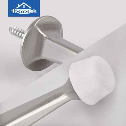 HOMOTEK 24Pack Heavy Duty Solid Rigid Door Stop with Soft Rubber Tip, Zinc Die Cast Door Stopper Protect Wall & Door, Satin Nickel