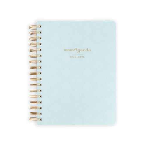 momAgenda Desktop Spiral Planner for Busy Moms with Space to Organize Schedules and Appointments for Up To Four Children- 18 Month Calendar (July 2025-December 2026) (Mint Damask)