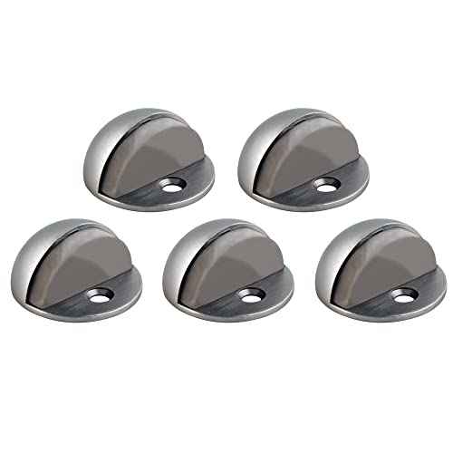 Dome Door Stop Wall Protectors with Rubber Stopper ? Satin Nickel Floor Mounted Door Stoppers 10-Pack ? Design House, 188342