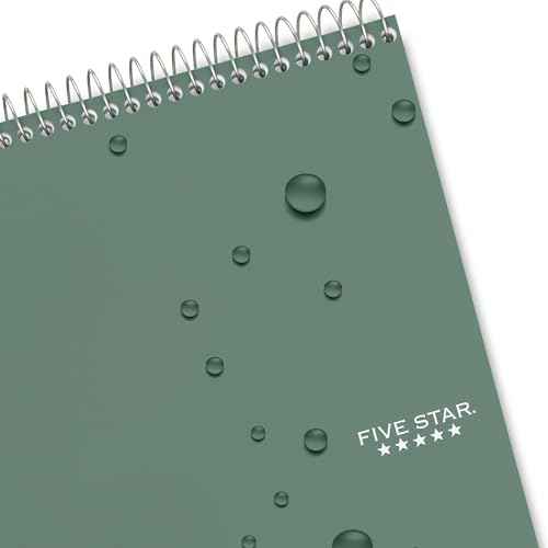 Five Star Top Spiral Notebook + Study App, 1 Subject, College Ruled Notepad, 8-1/2" x 11", 100 Sheets, Fights Ink Bleed, Water Resistant Cover, Seaglass Green (820058C-ECM)