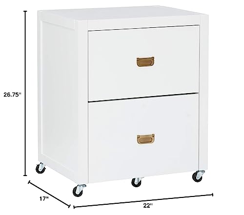 Linon Sadie White Rolling File Cabinet