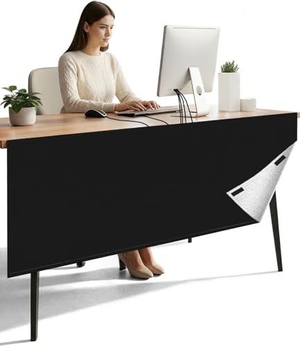 Under Desk Privacy Panel with Table Cable Management, 60in Black