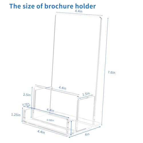 NIUBEE 2 Pack Acrylic Brochure & Business Card Holder 4x6 Display Stand