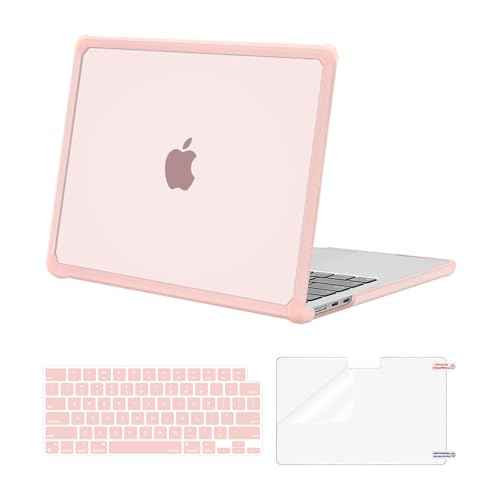 MOSISO Compatible with MacBook Air 13 inch Case 2025 2024 2023 2022 M4 A3240 M3 A3113 M2 A2681,Anti-Cracking Heavy Duty TPU Bumper Hard Case&Keyboard Skin&ScreenFilm for MacBook Air 13.6, Pink