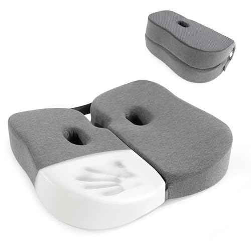 BALAPET Foldable Sit Bone Seat Cushion for Pressure Relief, Memory Foam Comfort Ischial Tuberosity Seat Pillow for Hip, Butt, Hamstrings, and Sciatica Pain Relief, Breathable &Machine Wash Cover