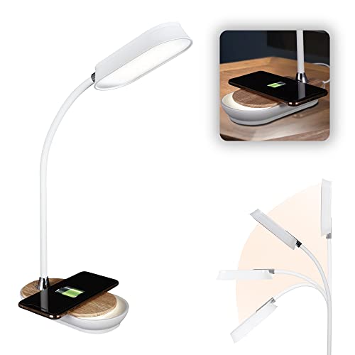 Ottlite Inspire LED Desk Lamp with Wireless Charging - ClearSun LED Technology - Flexible Neck, Dimmable with Touch Controls & Night Light Feature - for Offices, Dorm Rooms, & Bedside Tables