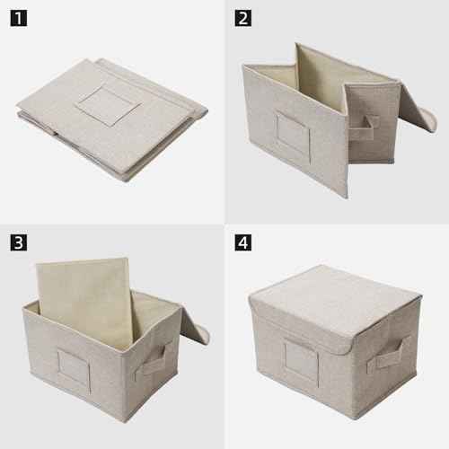 Vienrose Greeting Card Organizer Storage Box with 20 Removable Dividers, 84 Self-stick Labels, Perfect for Photos, Envelopes, Scrapbooking, Paper, Stickers Holder 2 Pack Beige
