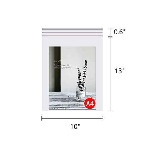 Clear Poly Zipper Bags 10" x 13" Reclosable Poly Bags with Locking 100pcs Large Zip Plastic Poly Bag for T-Shirt Clothes Documents Storage Packaging Shipping Books (12 Sizes to Choose from)