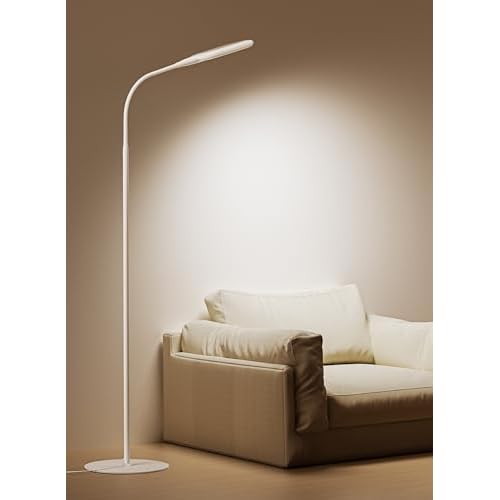deeloop LED Floor Lamp, CRI 95+ Bright Floor Lamps for Bedroom with 4 Hours Auto Off, Stepless Dimming & 3000K-6000K Colors Standing Lamp for Living Room with 360¡Æ Gooseneck Reading Lamp for Office