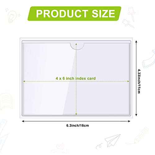 Outus 200 Pack Self Adhesive Label Pockets Bulk Plastic Labels Holders for Storage Bins Clear Classroom Nameplate Sleeves Index Card Tote Photos Waterproof Protect Office(6.3 x 4.33 Inch)