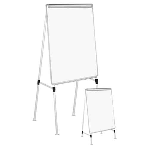 Universal 43033 Dry Erase Easel Board, Easel Height: 42" to 67", Board: 29" x 41", White/Silver