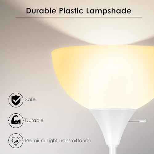 BoostArea Floor Lamp, 70.1¡± Tall Lamp, LED White Floor Lamp, E26 Base, Eye-Caring, Modern Torchiere Floor Lamps for Living Room, Bedroom, Office£¨Bulbs not Included