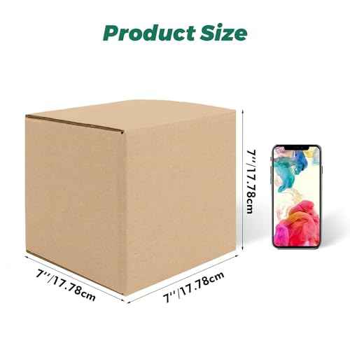 Mat Board Center, 7x7x7 Inches Shipping Boxes for Mailing Moving Packaging, 25 Pack Corrugated Cardboard Boxes for Small Business, Kraft
