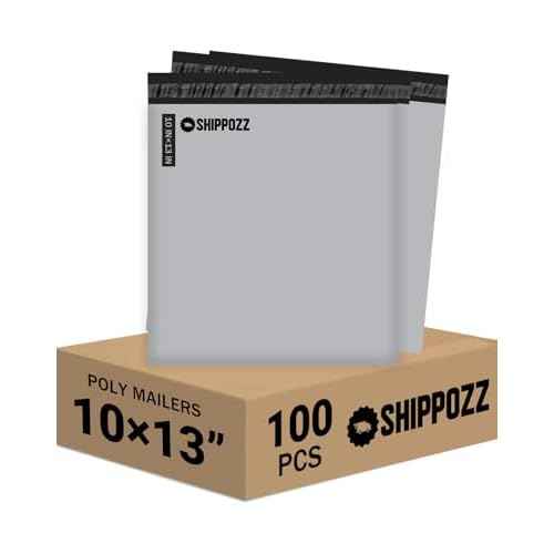 10 x 13 100pcs Shippozz Poly Mailers ? Durable Shipping Envelopes with Strong Adhesive Seal, Waterproof and Tear-Resistant Design ? Ideal for Clothing, Books, and Accessories
