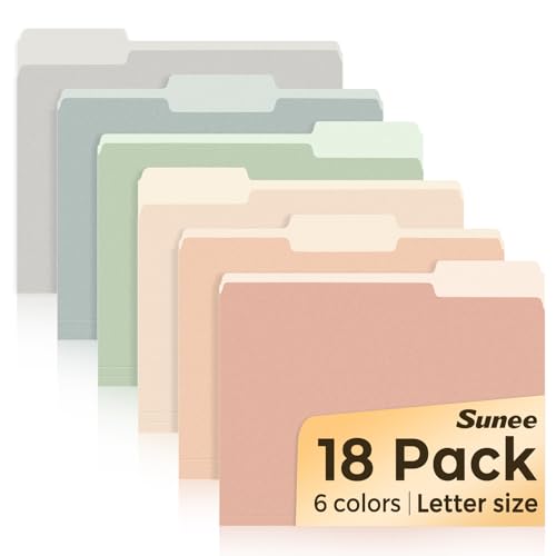 SUNEE Pastel Color File Folders 18 Pack 8.5 x 11 Office Document Organizers