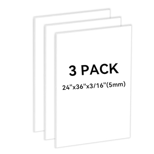 3PACK White Foam Board 24x36¡¿3/16 inches,5MM Foam Core Board Poster Board for School Projects Crafting and Art Displays Durable Lightweight Easy to Cut Ideal for Presentations, Signboards