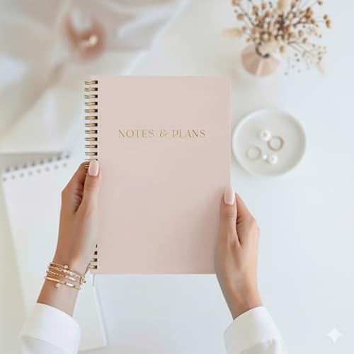 ZICOTO Champagne Pink Daily Planner with Hourly Schedule & Spiral Notebook