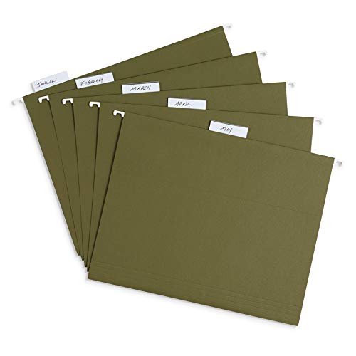 Blue Summit Supplies Hanging File Folders, 75 Pack, Reinforced Hanging Folders Letter Size, Standard File Folders for Filing Cabinet, Hanging File Organizer, Green