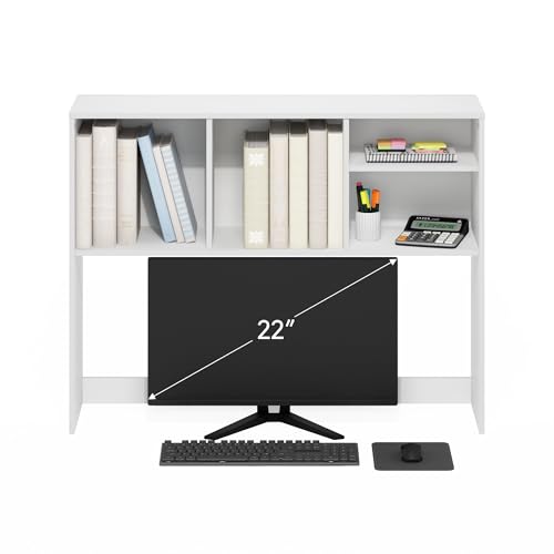 Furinno Classic Desk Shelf, 4-Shelf Desktop Hutch, Book Shelf, Desk Organzier, for Office Supplies, Office Desk Accessories, White