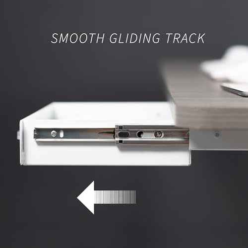 VIVO 13 inch Under Desk Slide Out Storage Organizer, Pull Handle Drawer, White, DESK-DR1H-W