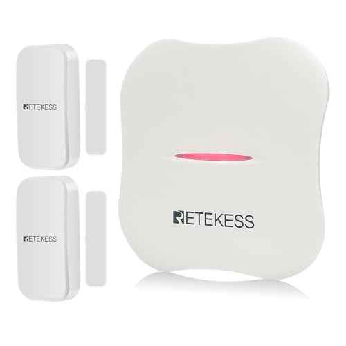 Retekess TH011 WiFi Door Alarms When Opened,Door Sensor,32 Chimes 5 Volume Levels,Rechargeable Door Chime for Business,2 Sensors 1 Receiver for Home,Dementia,Office