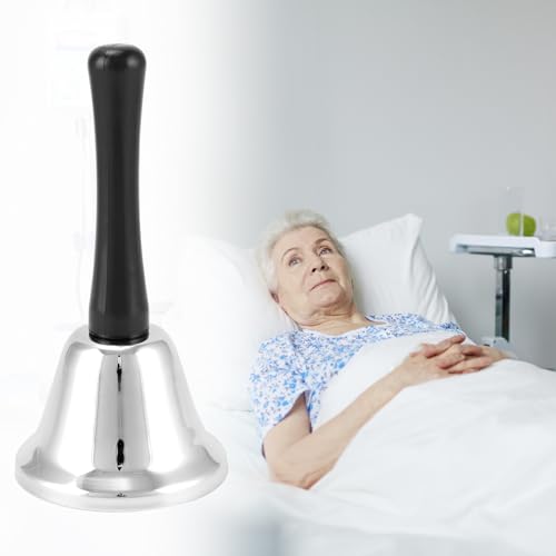 QWORK 6 Pack Silver Hand Bells - Loud Call Bells for Elderly, Teachers, Reception Desks