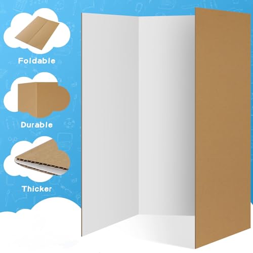 VinTS 8 Pack 36x48 Inch White Trifold Poster Boards for Presentations and Displays