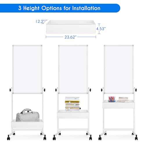 maxtek Mobile White Board Easel, 40x24 Inches Magnetic Storage Dry Erase Board Easel for Classroom, Rolling Height Adjustable Stand on Wheels for Home, School, Teachers & Kids