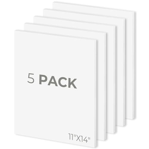 Mat Board Center, Pack of 5, 11X14 Foam Boards, Acid Free White Foam Core Boards for Mounting, Crafts, Display, Presentation and Projects, 1/8'' Thick