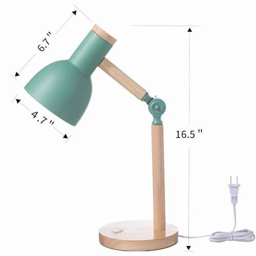 Table Lamp,Wooden Adjustable Tri-Color Desk & Bedside Lamp for Office, Living Room, Bedroom & Kids Room (Green)