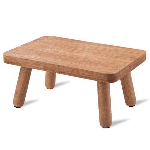 Wooden Step Stool for Adults Seniors, Anti-Slip One Step Stools, Heavy Duty Stepping Stools Kitchen Step Stool with 500lbs Capacity for Office, Bedroom, Kitchen, Bathroom
